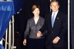 George & Laura Bush come out holding hands before his speech in El Paso, TX